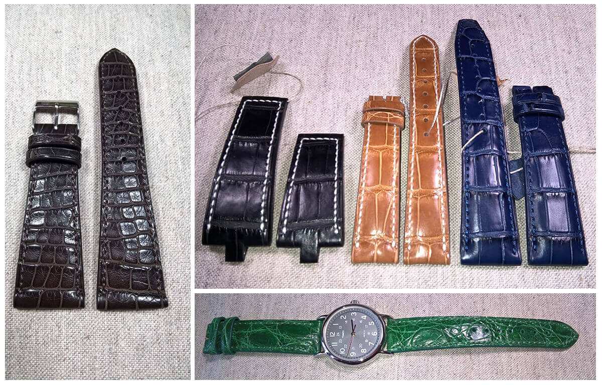 Ремешки для часов из кожи крокодила ручная работа